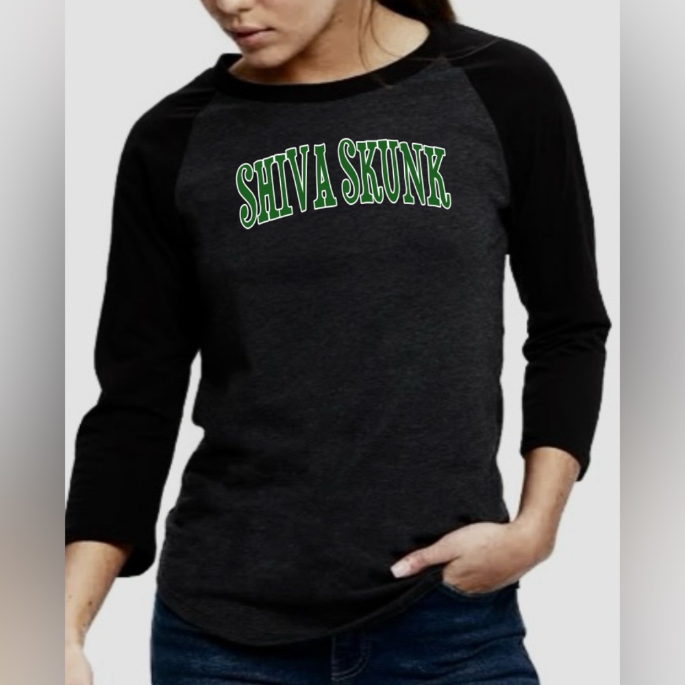 Shiva Skunk Strain NWT Women’s 3/4 Sleeve Raglan XS or M Cannab…